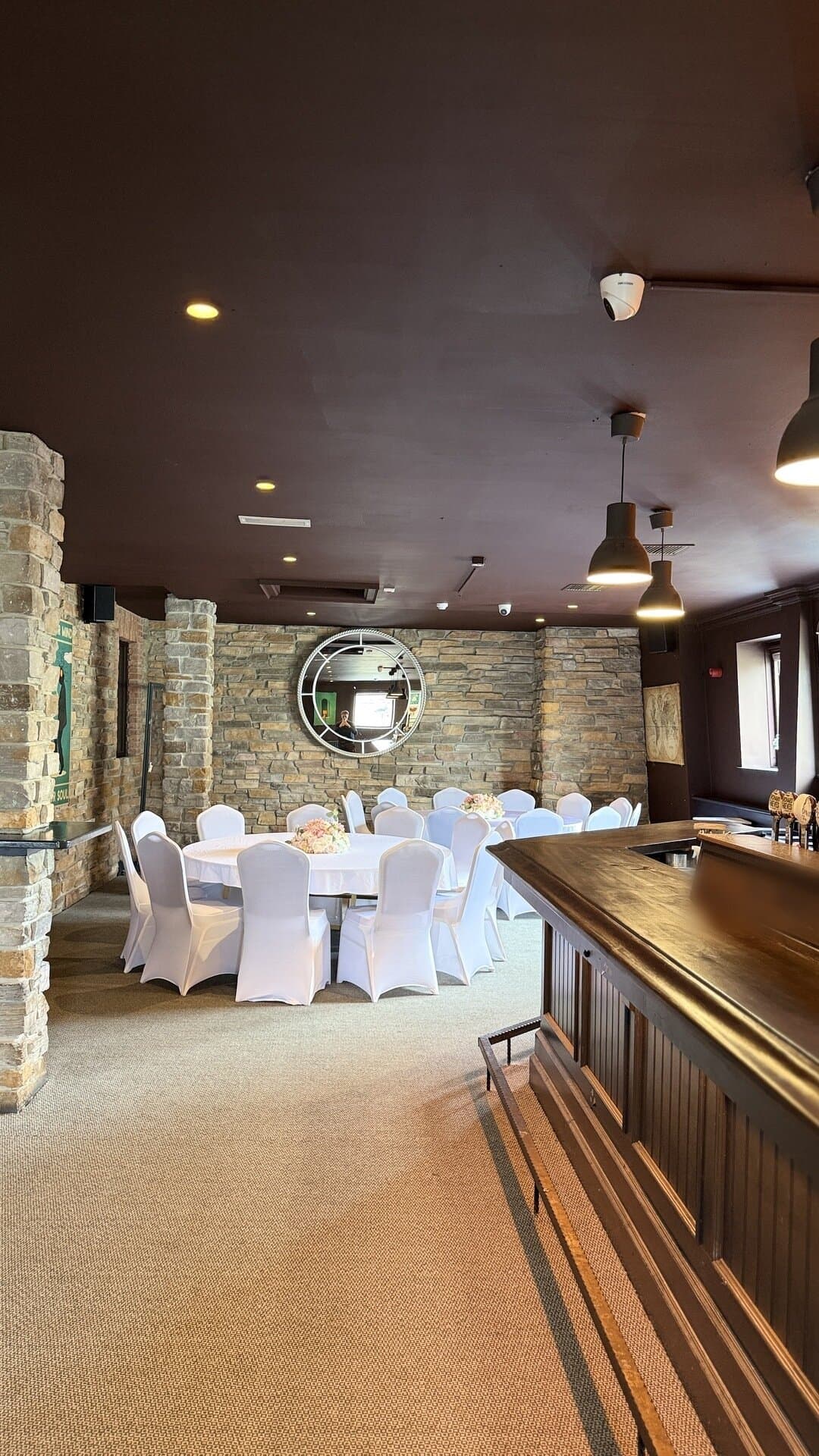 The Function Room at Fitzpatrick's Baldoyle, tables set in front of its own bar