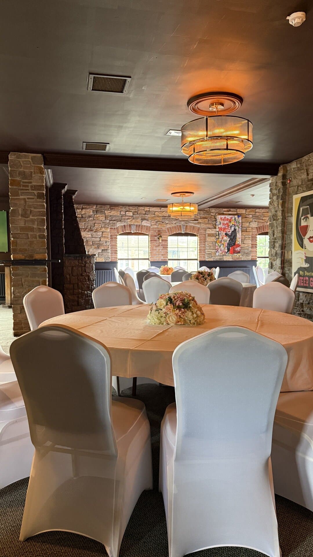 Another view of the Function Room's dining layout, with tables set for guests
