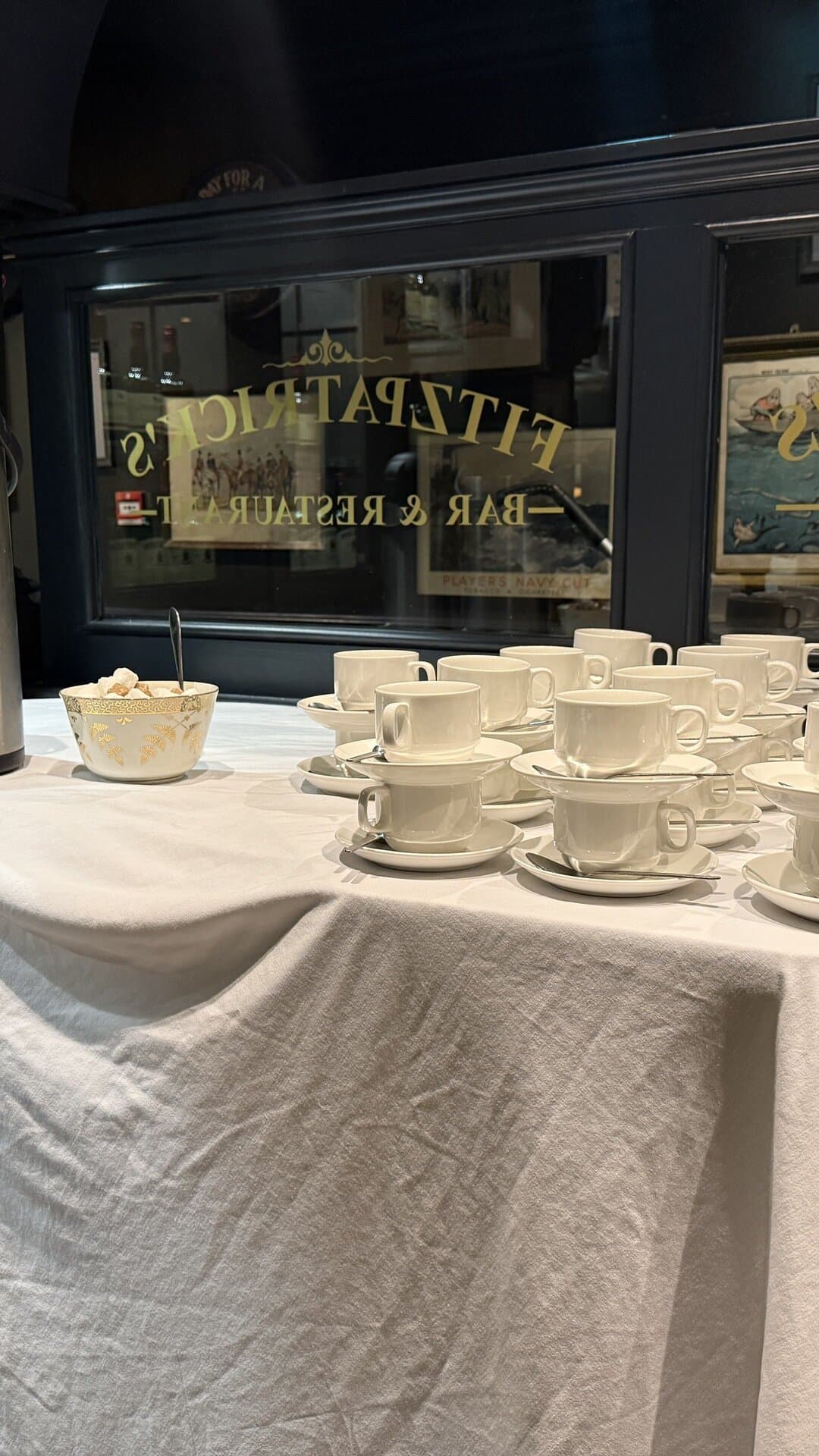 Tea and coffee service set up in The Library